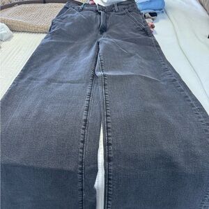 High-Rise Straight Leg Black Denim Jeans